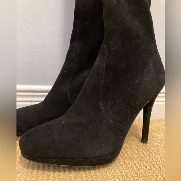 Stuart Weitzman Black Suede High Heel Boots Size 6.5M - Picture 2 of 6